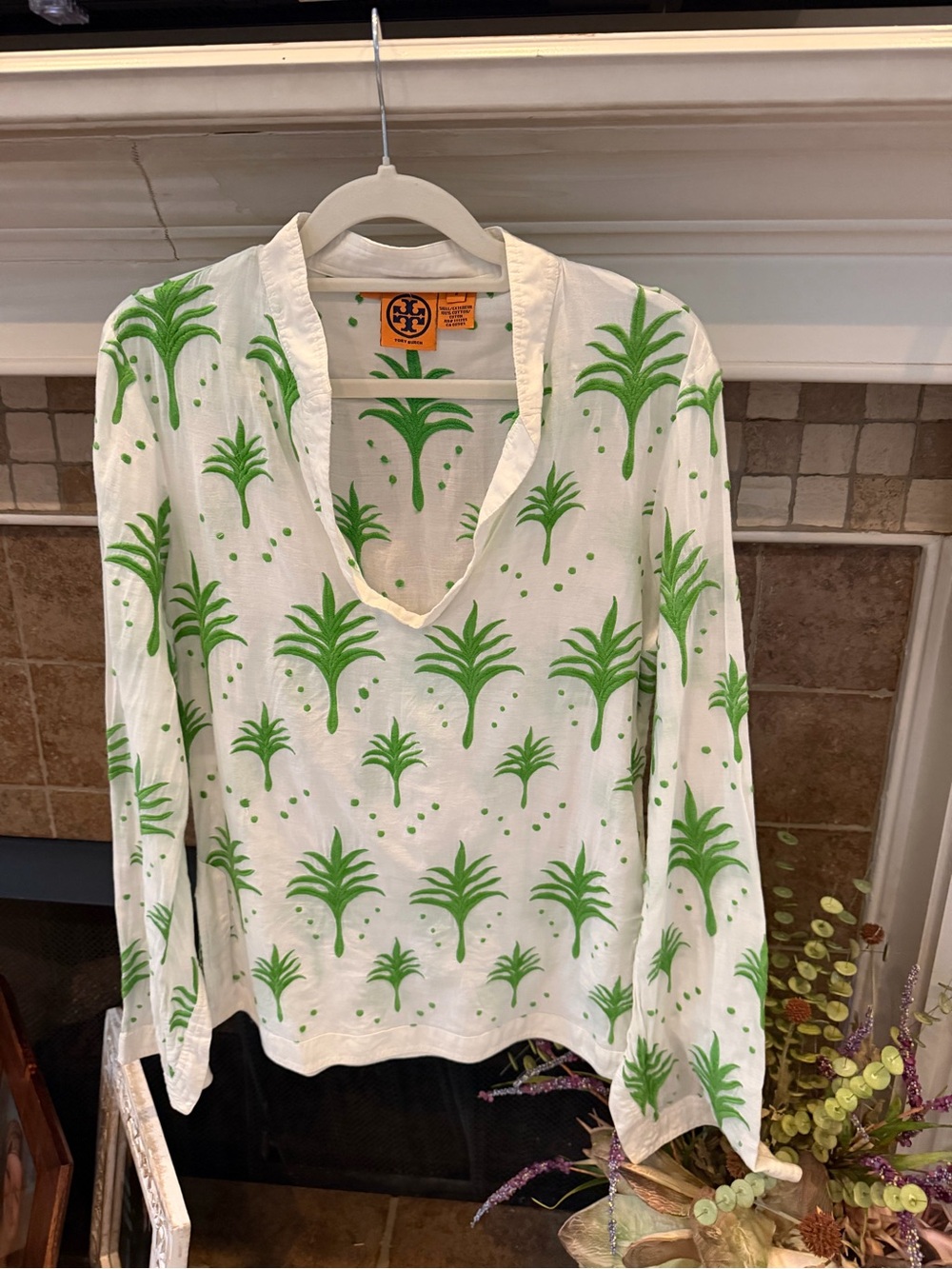Tory Burch Embroidered Cotton Palm Tree Tunic 8